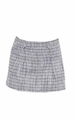 Clearance PrettyLittleThing Boucle Tweed Mini Skirt Black