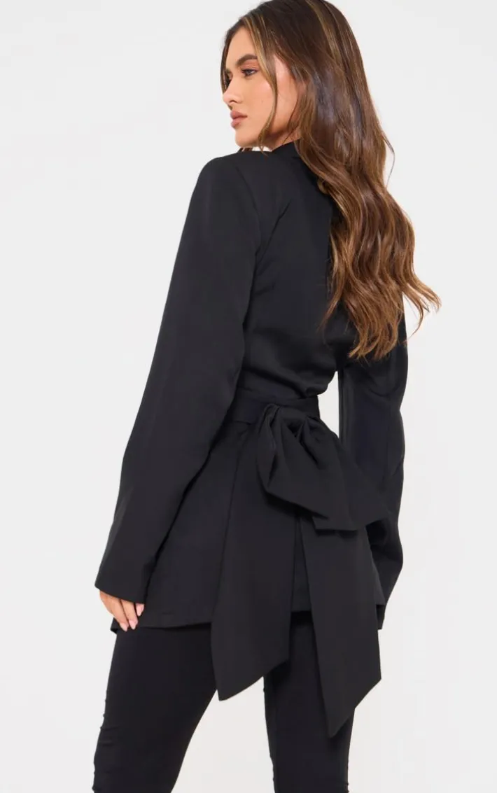 Black Bow Belted Blazer