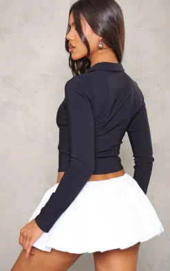 PrettyLittleThing Shirts*Bow Detail Hook & Eye Long Sleeve Top