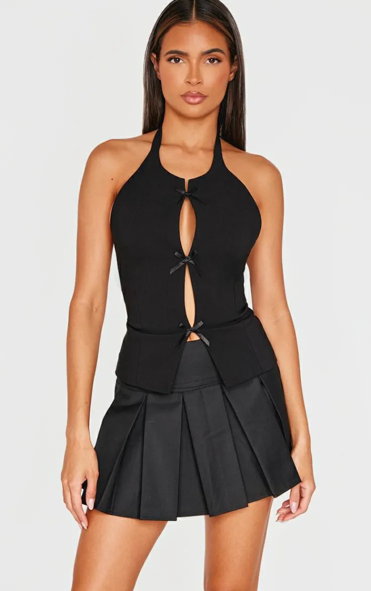 PrettyLittleThing Sleeveless Tops*Bow Detail Long Top
