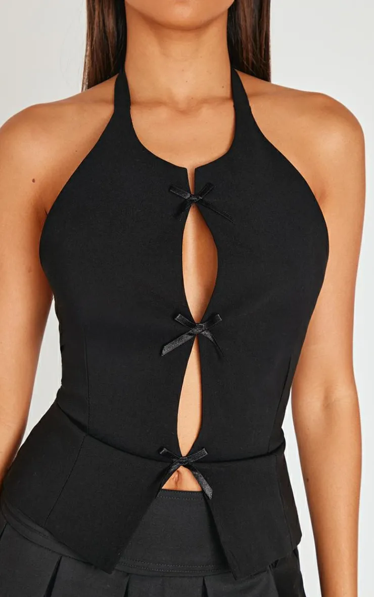 PrettyLittleThing Sleeveless Tops*Bow Detail Long Top