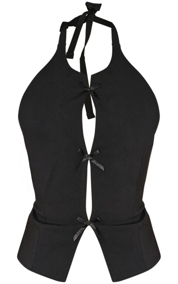 PrettyLittleThing Sleeveless Tops*Bow Detail Long Top
