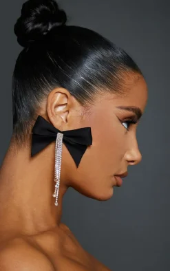 PrettyLittleThing Statement Earrings*Bow Diamante Drop Statement Earrings