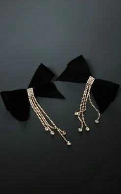 PrettyLittleThing Statement Earrings*Bow Diamante Drop Statement Earrings