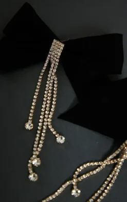 PrettyLittleThing Statement Earrings*Bow Diamante Drop Statement Earrings