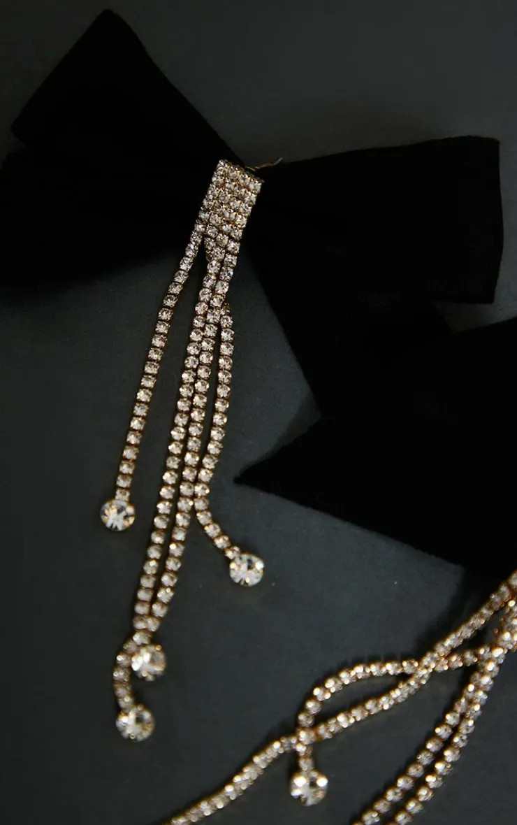 PrettyLittleThing Statement Earrings*Bow Diamante Drop Statement Earrings