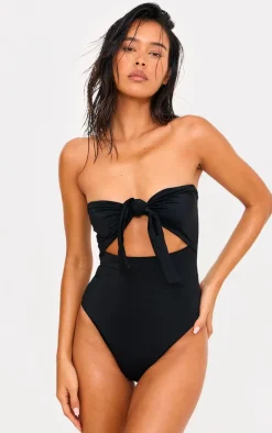 Bow Front Cut Out Swimsuit-PrettyLittleThing Sale