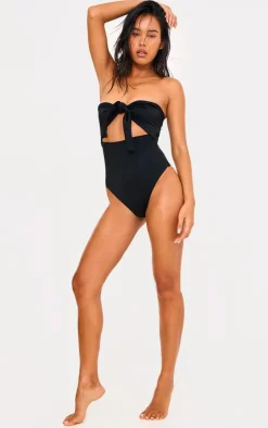 Bow Front Cut Out Swimsuit-PrettyLittleThing Sale