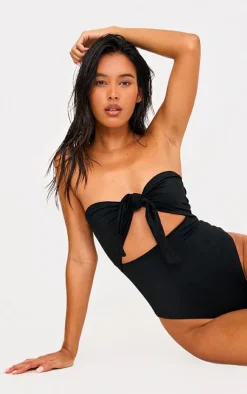 Bow Front Cut Out Swimsuit-PrettyLittleThing Sale