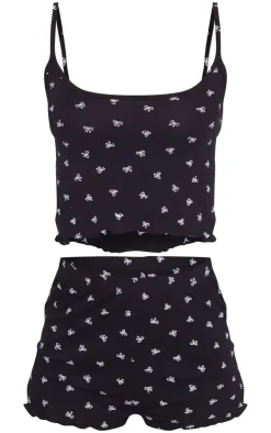 PrettyLittleThing Christmas Shop*Bow Print Cami and Short PJ Set