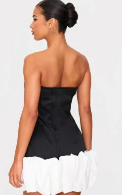 Bow Puff Hem Bodycon Dress-PrettyLittleThing Discount