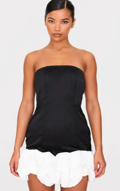 Bow Puff Hem Bodycon Dress-PrettyLittleThing Discount