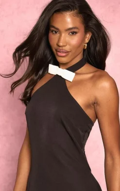 Bow Tie High Neck Cut Out Mini Dress-PrettyLittleThing Hot