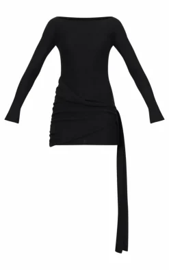 Brushed Rib Tie Waist Detail Bodycon Dress-PrettyLittleThing Hot