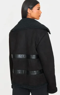PrettyLittleThing Aviator Jackets*Buckle Trim Detail Aviator Jacket