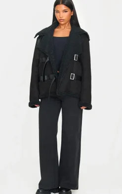 PrettyLittleThing Aviator Jackets*Buckle Trim Detail Aviator Jacket