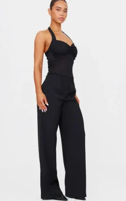 PrettyLittleThing Sleeveless Tops*Burnout Mesh Halterneck Top
