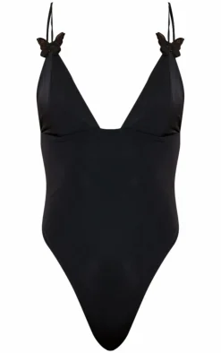 PrettyLittleThing Ski Outfits*Butterfly Applique High Leg Swimsuit
