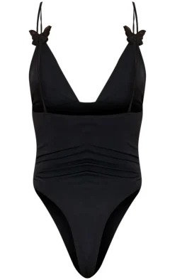 PrettyLittleThing Ski Outfits*Butterfly Applique High Leg Swimsuit