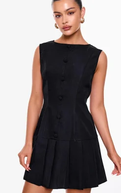 Button Down Pleated Hem Shift Dress-PrettyLittleThing Outlet