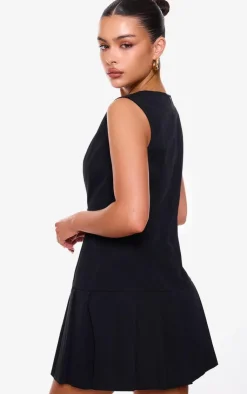 Button Down Pleated Hem Shift Dress-PrettyLittleThing Outlet