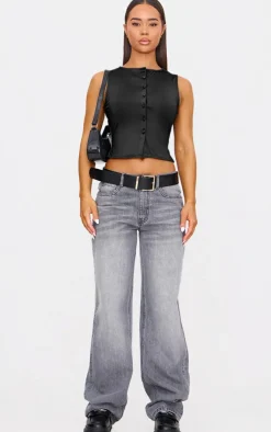 PrettyLittleThing Sleeveless Tops*Button Up Long Sleeveless Top