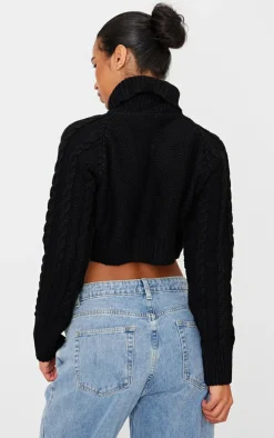 PrettyLittleThing Sweaters*Cable Knit Wide Roll Neck Heart Cut Out Sweater