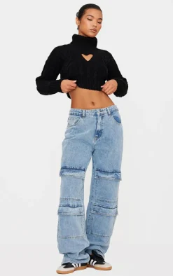 PrettyLittleThing Sweaters*Cable Knit Wide Roll Neck Heart Cut Out Sweater