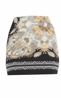 New PrettyLittleThing Chain Print Woven Mini Skirt Black