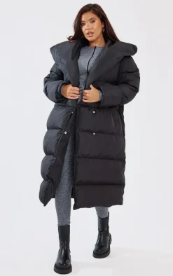 PrettyLittleThing Puffer Jackets*Chevron Quilted Maxi Puffer Coat
