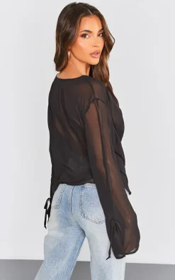 PrettyLittleThing Blouses*Chiffon Cowl Long Sleeve Blouse