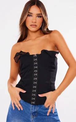 PrettyLittleThing Corsets*Chiffon Frill Hook And Eye Bandeau Corset