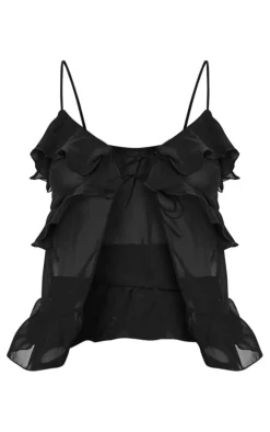 Chiffon Frill Tie Front Cami Top-PrettyLittleThing Sale