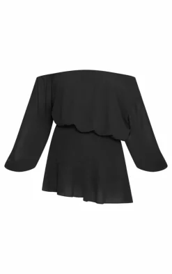 Black Chiffon One Shoulder Floaty Skort Romper