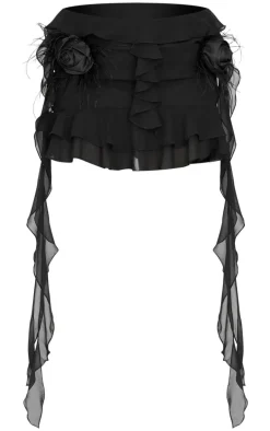 Chiffon Ruffle Corsage Detail Micro Mini Skirt-PrettyLittleThing Sale