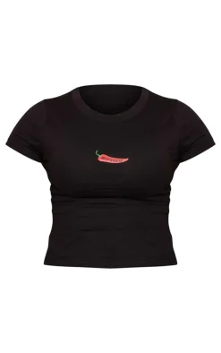 PrettyLittleThing T-Shirts*Chilli Print Fitted Short Sleeve T Shirt