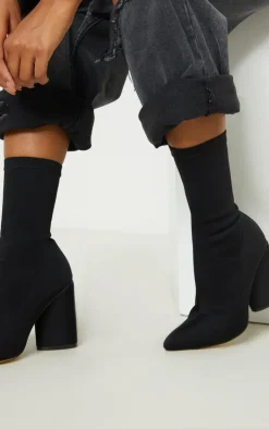 PrettyLittleThing Block Heels*Chunky Block Heel Sock Boot