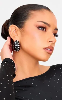 PrettyLittleThing Hoop Earrings*Chunky Diamante Hoop Earrings