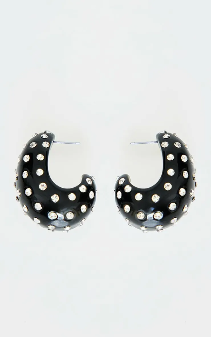 PrettyLittleThing Hoop Earrings*Chunky Diamante Hoop Earrings