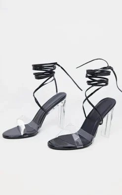 PrettyLittleThing Heeled Sandals*Clear Heel Ankle Tie Sandal