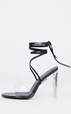 PrettyLittleThing Heeled Sandals*Clear Heel Ankle Tie Sandal