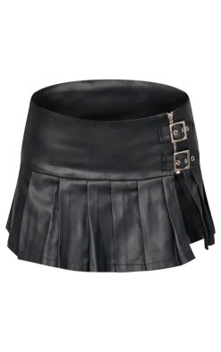 Coated Denim Buckle Detail Ultra Mini Skirt-PrettyLittleThing Hot