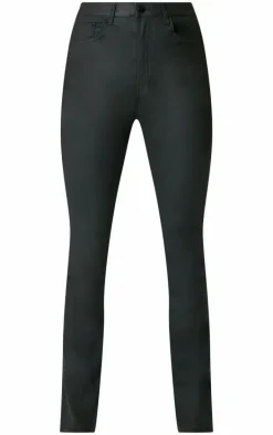 Black Coated Denim Flares