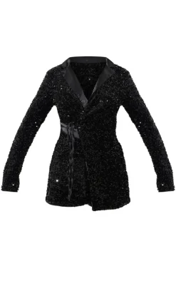 Collar Detail Sequin Romper-PrettyLittleThing Outlet