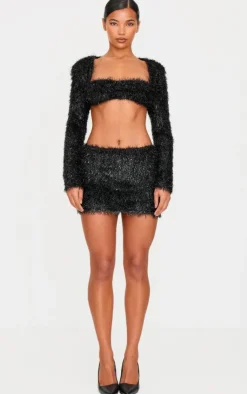 Discount PrettyLittleThing Confetti Look Micro Mini Skirt Black