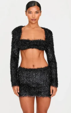 Discount PrettyLittleThing Confetti Look Micro Mini Skirt Black