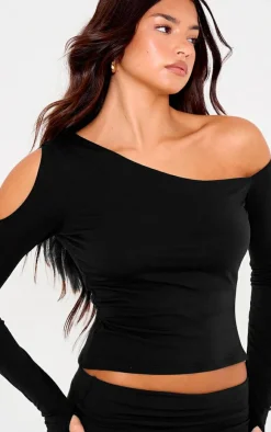PrettyLittleThing Snatched*Contour Jersey Asymmetric Long Sleeve Top