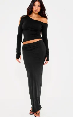 PrettyLittleThing Snatched*Contour Jersey Asymmetric Long Sleeve Top