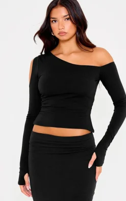 PrettyLittleThing Snatched*Contour Jersey Asymmetric Long Sleeve Top