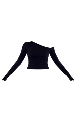 PrettyLittleThing Snatched*Contour Jersey Asymmetric Long Sleeve Top